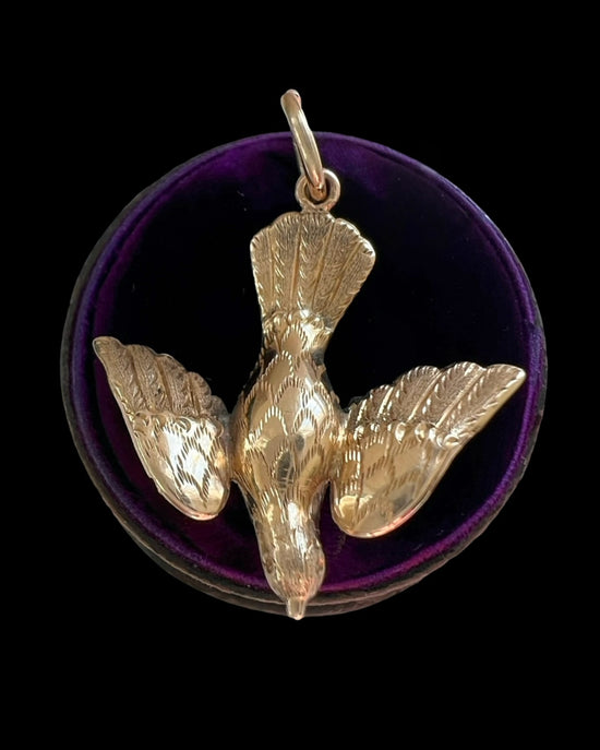 ANTIQUE 15CT GOLD DOVE BIRD PENDANT