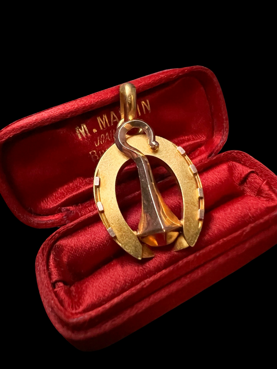 VICTORIAN 18CT GOLD HORSESHOE & NAIL FOLDING BUTTON HOOK
