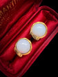 ANTIQUE 15CT GOLD SNAKE & OPALINE EARRINGS