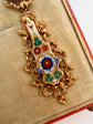 EARLY 19TH CENTURY 18CT GOLD ENAMEL EARRINGS AND BROOCH DEMI PARURE