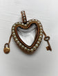 EARLY 19TH CENTURY PEARL & ROCK CRYSTAL HEART LOCKET WITH PADLOCK & KEY