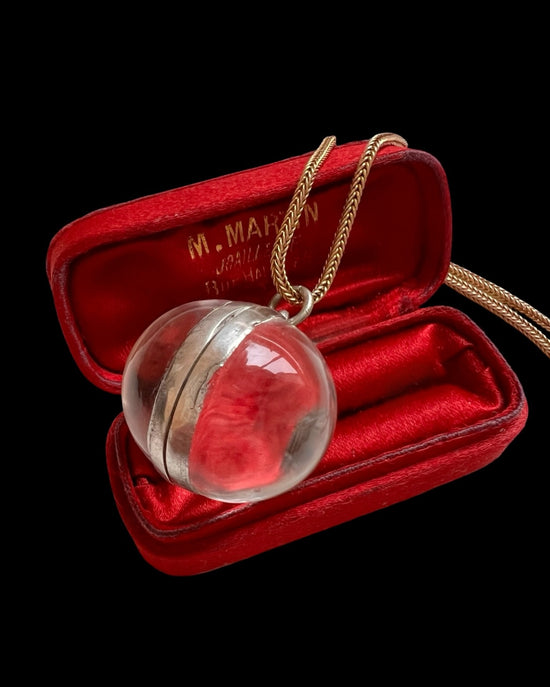 VICTORIAN ROCK CRYSTAL & SILVER ORB LOCKET