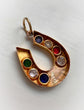 VICTORIAN 18CT GOLD & MULTICOLOUR PASTE HORSESHOE PENDANT