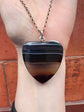 ANTIQUE HUGE BANDED AGATE HEART PENDANT