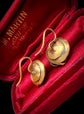 ANTIQUE 15CT GOLD SNAKE & OPALINE EARRINGS