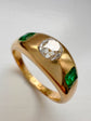 ANTIQUE DIAMOND & EMERALD FLUSH SET RING