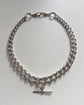 ANTIQUE SUPER CHUNKY SILVER CURB WITH DETACHABLE T-BAR