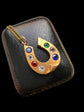 VICTORIAN 18CT GOLD & MULTICOLOUR PASTE HORSESHOE PENDANT