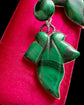 VICTORIAN MALACHITE & SILVER IVY LEAF EARRINGS