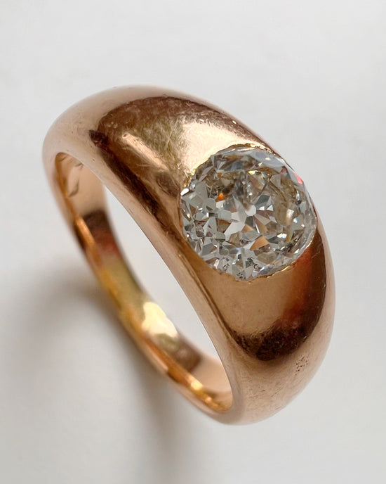 VICTORIAN DIAMOND & 18CT GOLD FLUSH SET RING