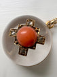 VICTORIAN ROCK CRYSTAL DOME LOCKET WITH DIAMOND & CORAL CENTRE