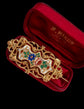 EARLY 19TH CENTURY 18CT GOLD ENAMEL EARRINGS AND BROOCH DEMI PARURE