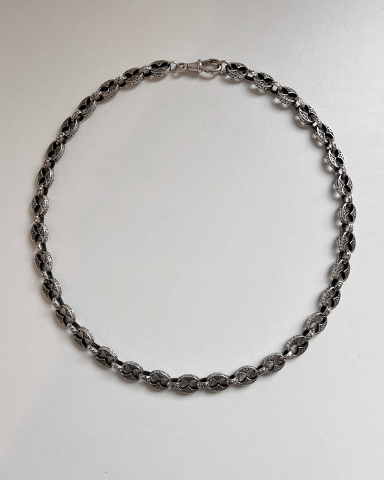 CHUNKY SILVER ENGRAVED MARINER LINK CHAIN