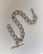HUGE VICTORIAN TWIST OPEN CURB SILVER ALBERT CHAIN