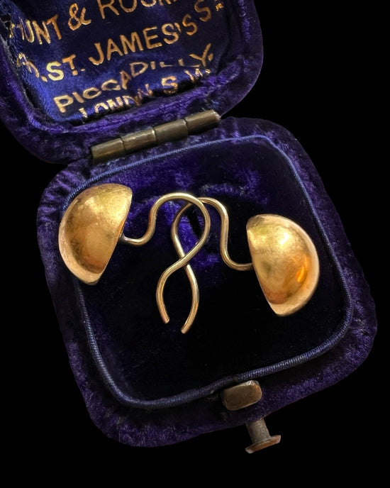 VICTORIAN 15CT GOLD DOMED STUD EARRINGS