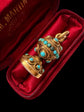VICTORIAN 15CT GOLD & TURQUOISE INTAGLIO FOB PENDANT