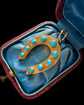 VICTORIAN 15CT GOLD & TURQUOISE HORSESHOE PENDANT