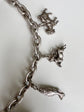 VICTORIAN ANIMAL CHARM CHUNKY SILVER NECKLACE