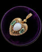 ANTIQUE 15CT GOLD ENGRAVED HEART SET WITH OPAL & EMERALD