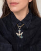 VICTORIAN SILVER & TURQUOISE DOVE PENDANT WITH ORIGINAL BOX