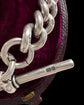ANTIQUE CHUNKY SILVER CURB ALBERT CHAIN WITH T-BAR
