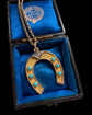 LARGE 18CT GOLD TURQUOISE & DIAMOND HORSESHOE PENDANT