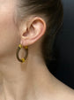 19TH CENTURY 18CT GOLD & WOVEN HAIR HOOP EARRINGS