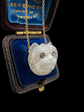 VICTORIAN CARVED MOONSTONE & DIAMOND DOG NECKLACE