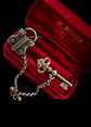 19TH CENTURY SILVER PADLOCK & KEY BROOCH