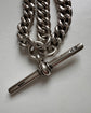 HEAVY ANTIQUE SILVER CURB ALBERT CHAIN WITH TBAR