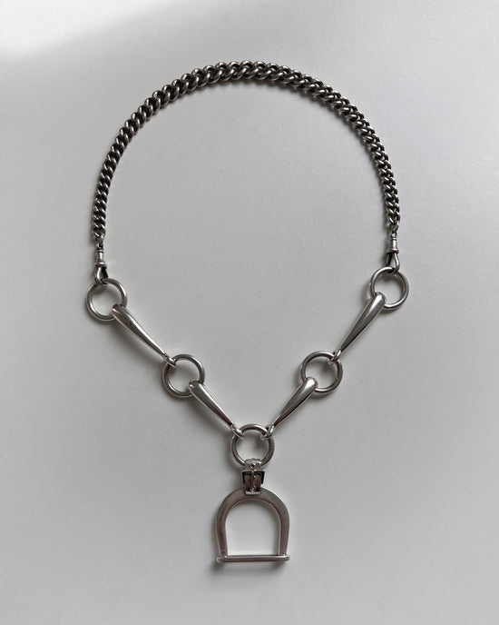 VINTAGE SILVER HORSE BIT & STIRRUP NECKLACE
