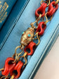GEORGIAN CORAL & 18CT GOLD CHAIN BRACELET