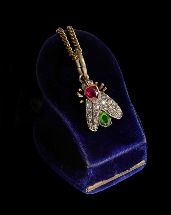 ANTIQUE GEM SET FLY PENDANT