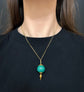 ETRUSCAN REVIVAL MALACHITE SPHERE PENDANT