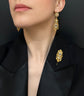 EARLY 19TH CENTURY 18CT GOLD ENAMEL EARRINGS AND BROOCH DEMI PARURE