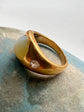 VICTORIAN CHRYSOBERYL CATS EYE & DIAMOND GYPSY RING