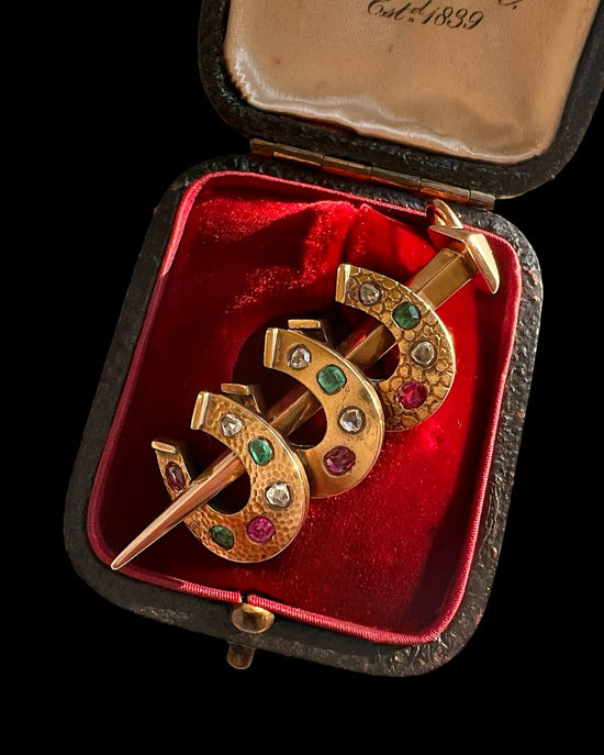 ANTIQUE TRIPLE HORSESHOE & NAIL PENDANT