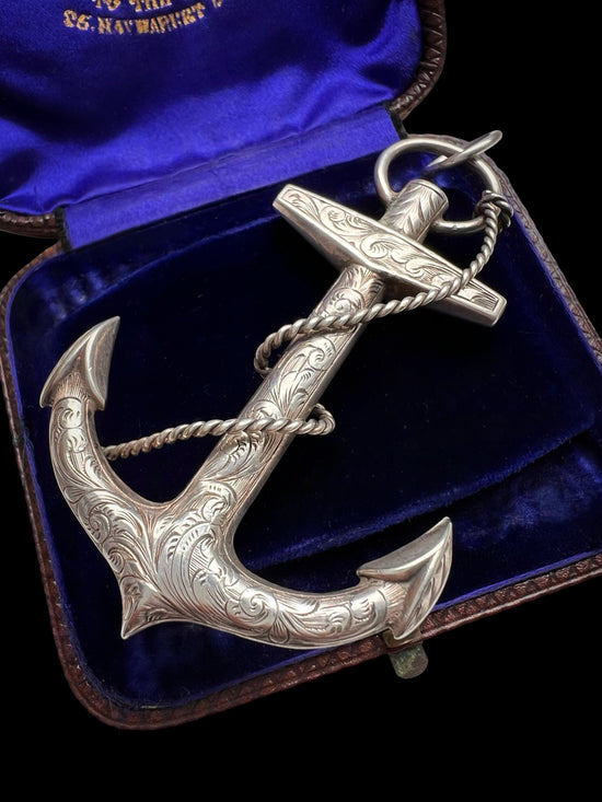 HUGE VICTORIAN SILVER ANCHOR PENDANT