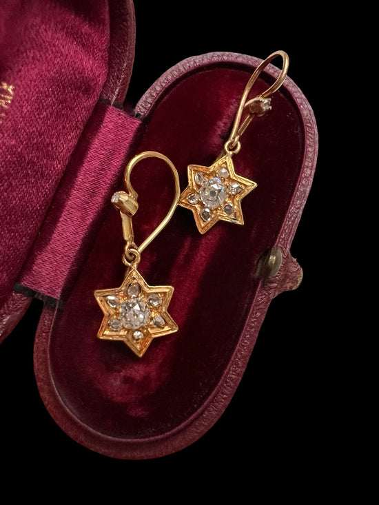 VICTORIAN DIAMOND STAR EARRINGS