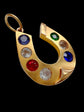 VICTORIAN 18CT GOLD & MULTICOLOUR PASTE HORSESHOE PENDANT