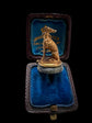 EARLY 19TH CENTURY 18CT GOLD & LAPIS DOG FOB PENDANT