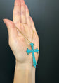 For Chryssa 19TH CENTURY FRENCH PAVÉ TURQUOISE CROSS PENDANT