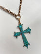 For Chryssa 19TH CENTURY FRENCH PAVÉ TURQUOISE CROSS PENDANT