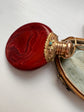 EARLY 19TH CENTURY FRENCH MARBLE GLASS & GOLD SCENT BOTTLE PENDANT