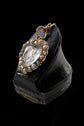 VICTORIAN MONOGRAM ROCK CRYSTAL HEART WITH DIAMOND & PEARL SURROUND