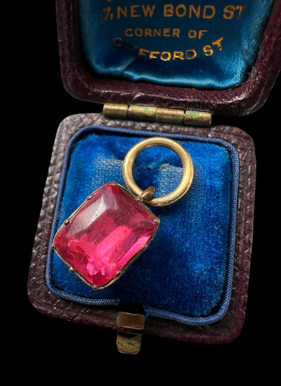 GEORGIAN PINK PASTE DROP PENDANT