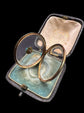 VICTORIAN GLASS LOCKET WITH PANSY FLOWER CENTRE & TURQUOISE BAIL