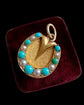 VICTORIAN 15CT GOLD & TURQUOISE HORSE HOOF PENDANT