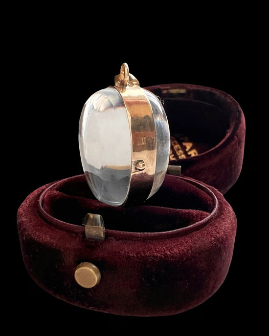 VICTORIAN ROCK CRYSTAL & 9CT GOLD ‘POOL OF LIGHT’ / ORB PENDANT
