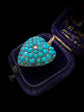 VICTORIAN PAVÉ TURQUOISE & DIAMOND HEART PENDANT